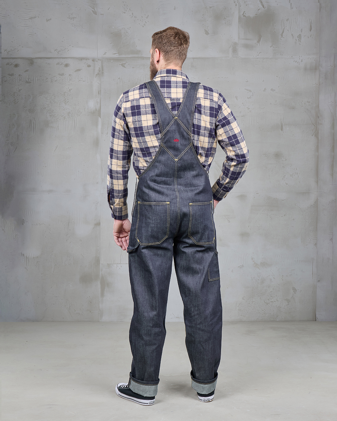1950s Bib Overall – durable denim workwear with hammer loop W32-L34